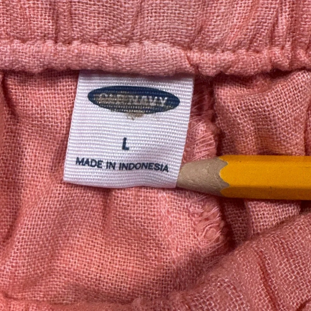 Old Navy Linen‎ Blend Shorts Tie Dye Drawstring Summer Women's L Peach Burgundy